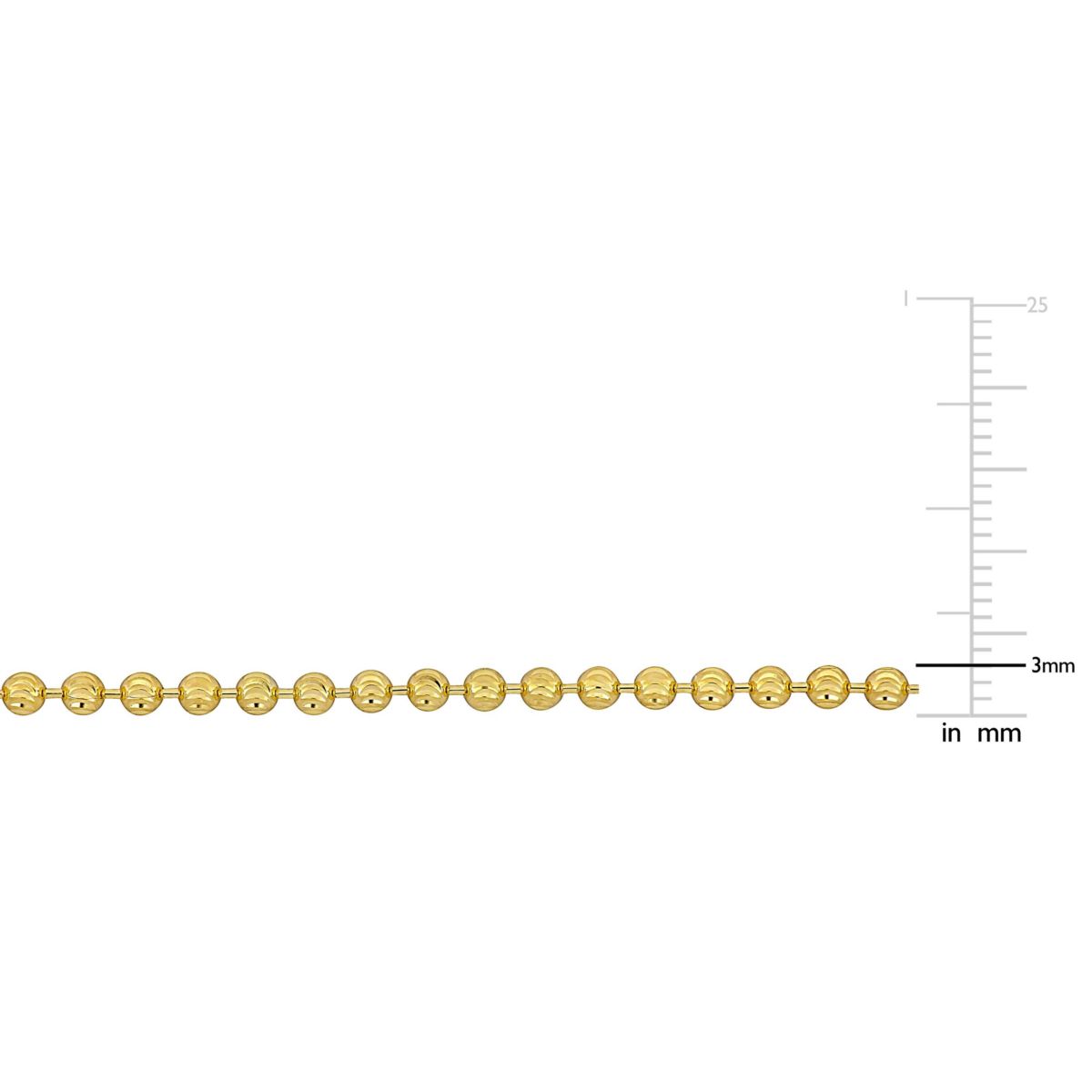 3MM Diamond Cut Ball Chain Anklet in 10K Yellow Gold