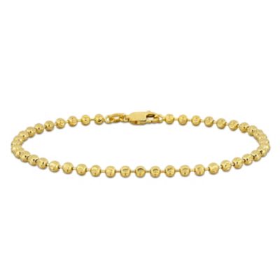 10K Yellow Gold Bracelet with Diamond Cut Balls