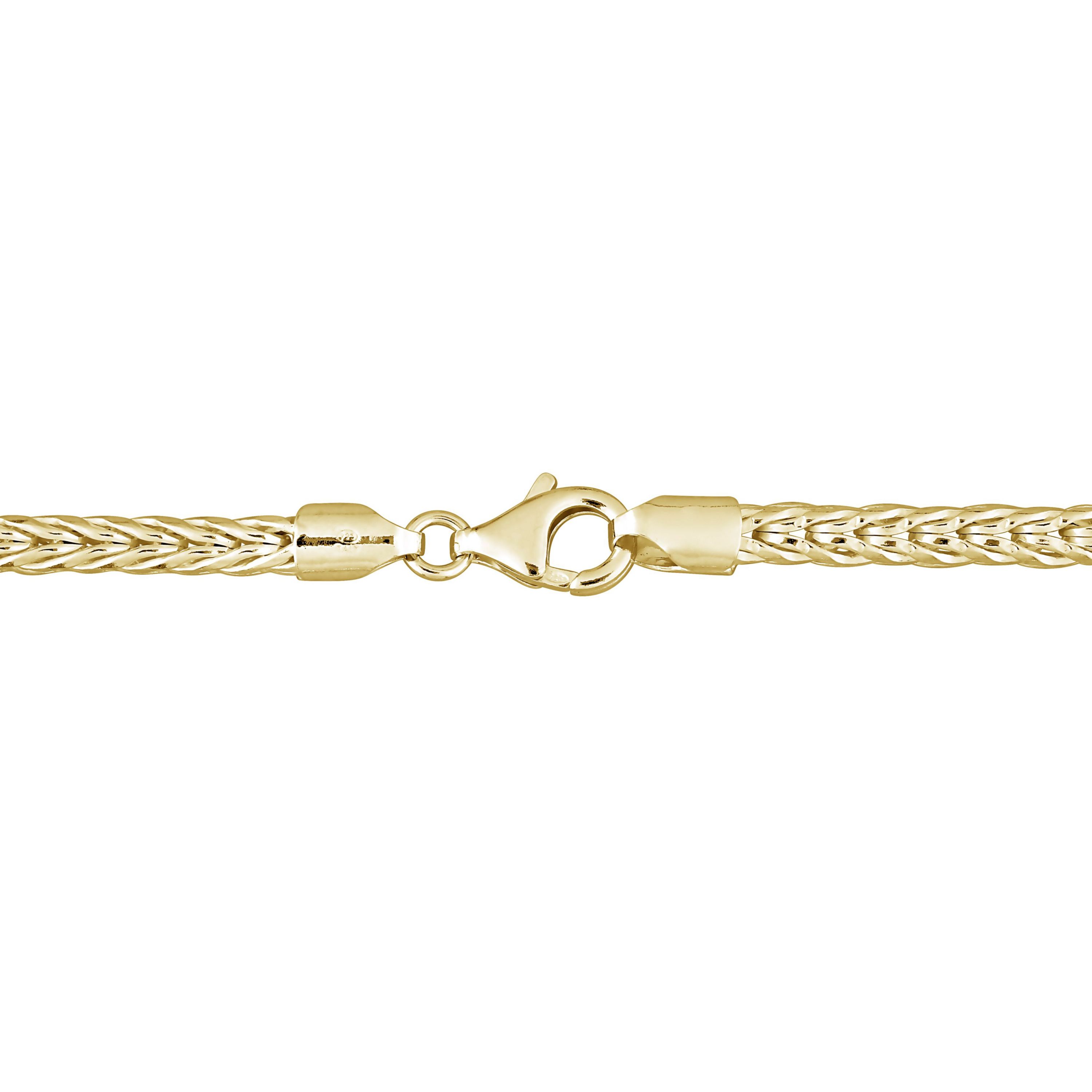 4.2MM Foxtail Chain Necklace in 18K Yellow Gold Plated Sterling Silver