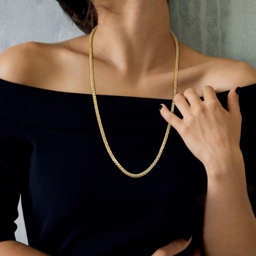 4.2MM Foxtail Chain Necklace in 18K Yellow Gold Plated Sterling Silver