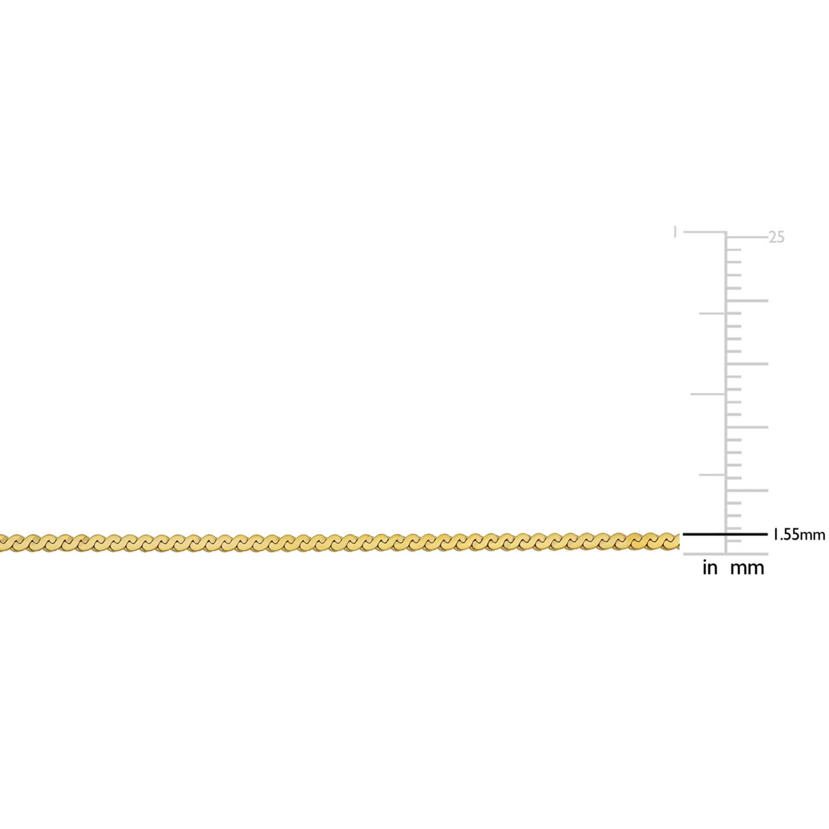 1.55MM Serpentine Chain Bracelet in 10K Yellow Gold