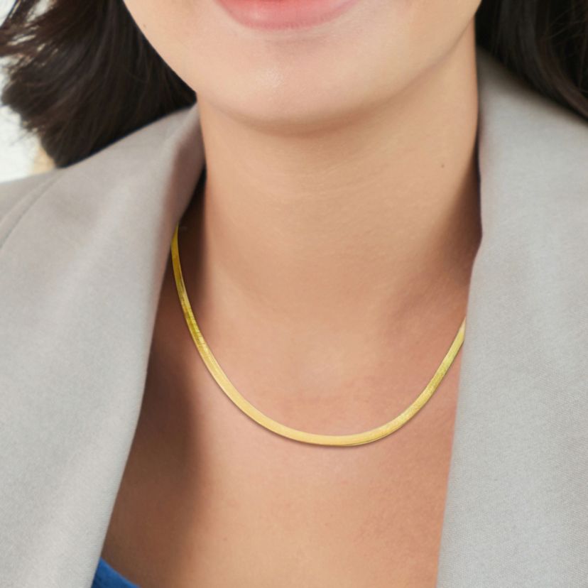 3.5MM Flex Herringbone Chain Necklace in 10K Yellow Gold