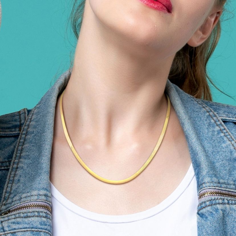 3.5MM Flex Herringbone Chain Necklace in 10K Yellow Gold