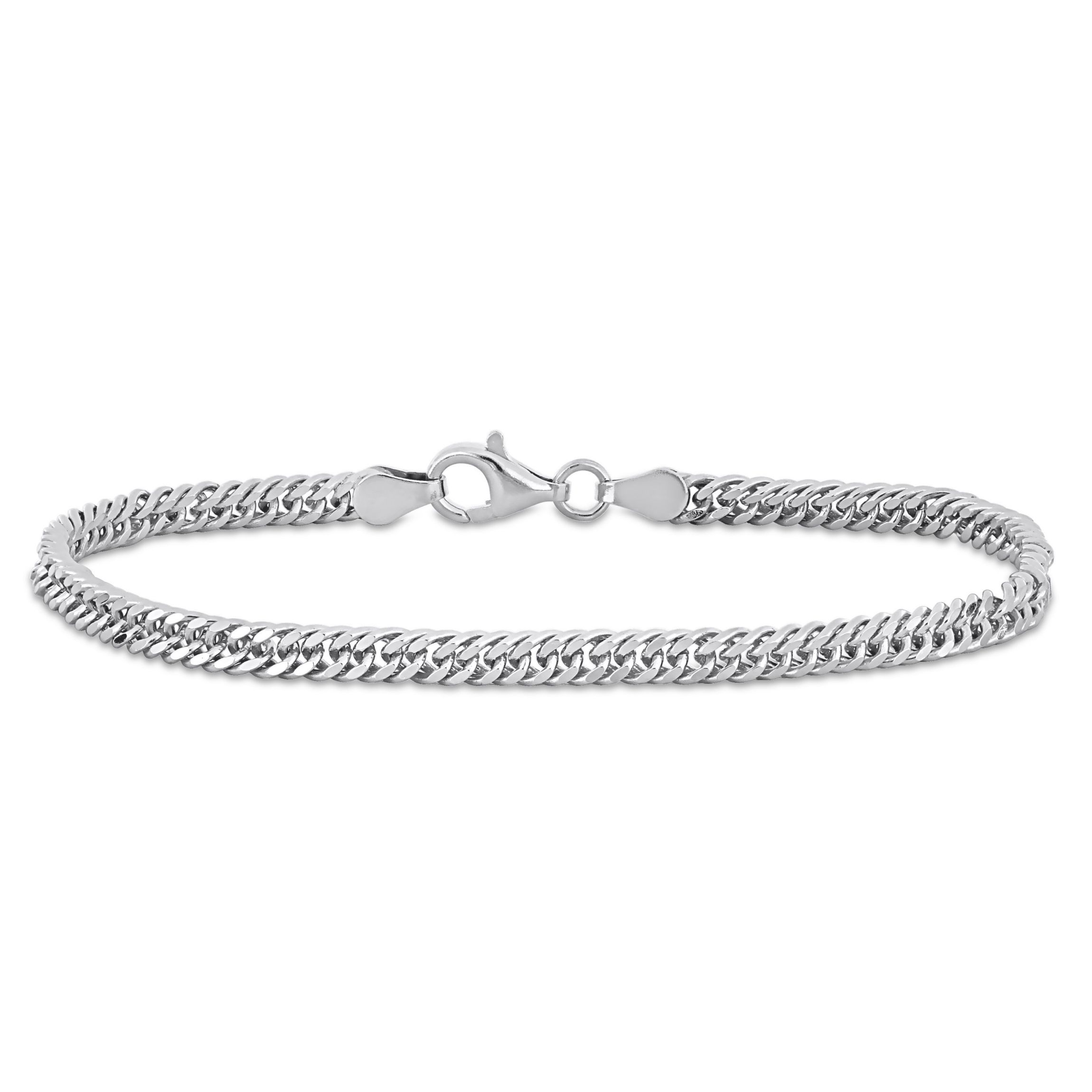 Double Curb Link Chain Bracelet in Sterling Silver