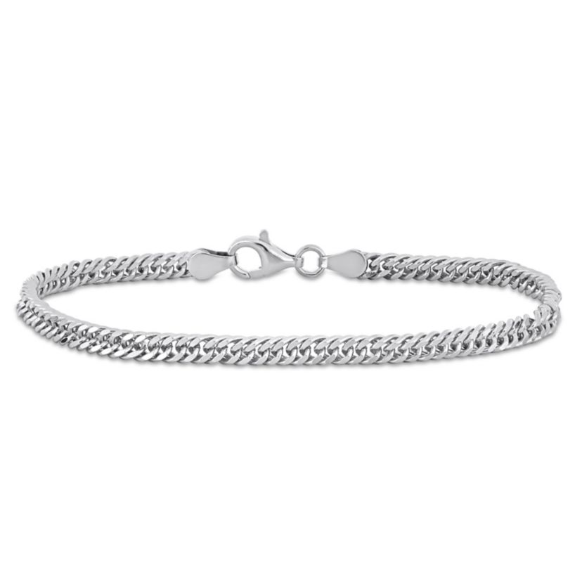 Double Curb Link Chain Bracelet in Sterling Silver