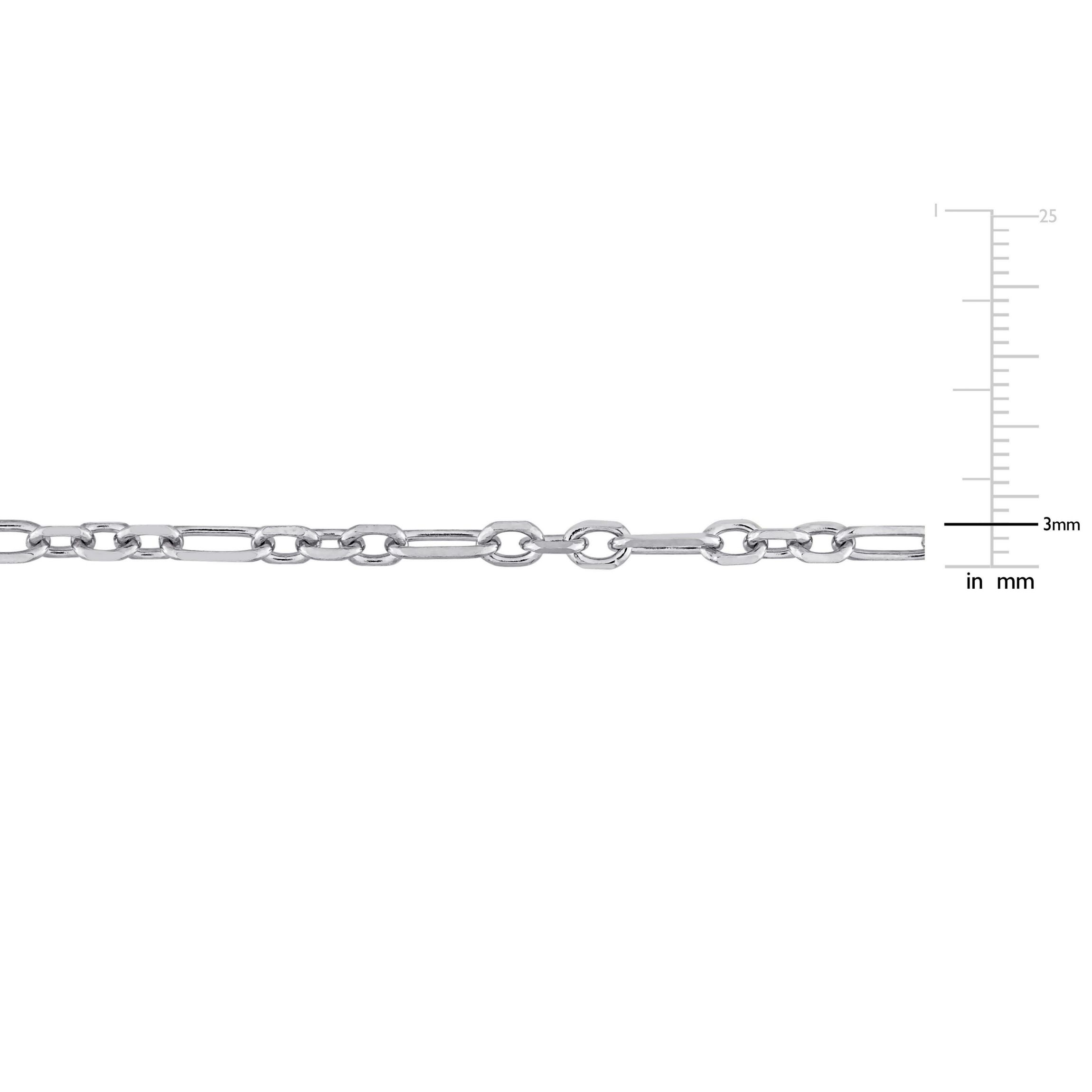 3MM Figaro Rolo Chain Bracelet in Sterling Silver