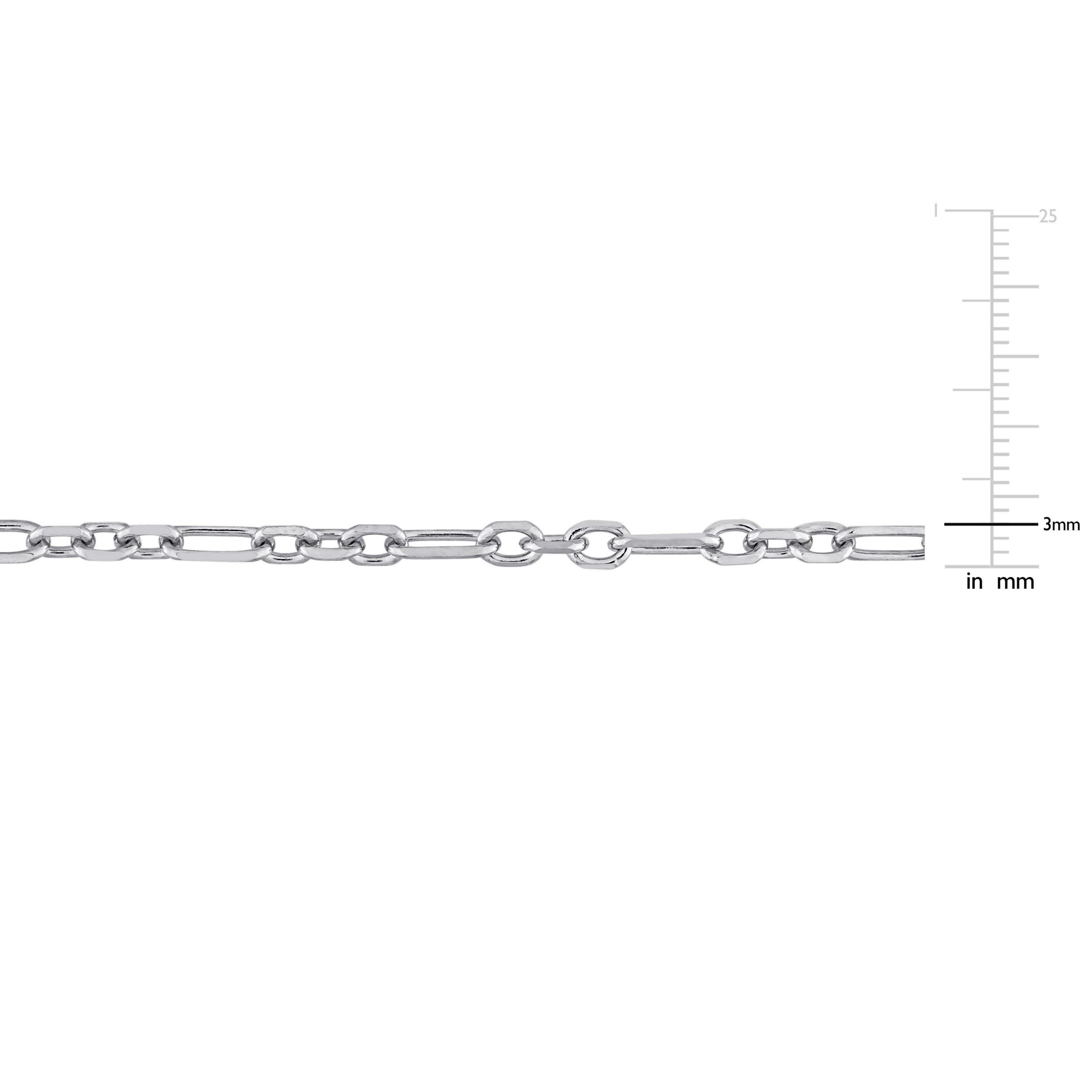 3MM Figaro Rolo Chain Bracelet in Sterling Silver