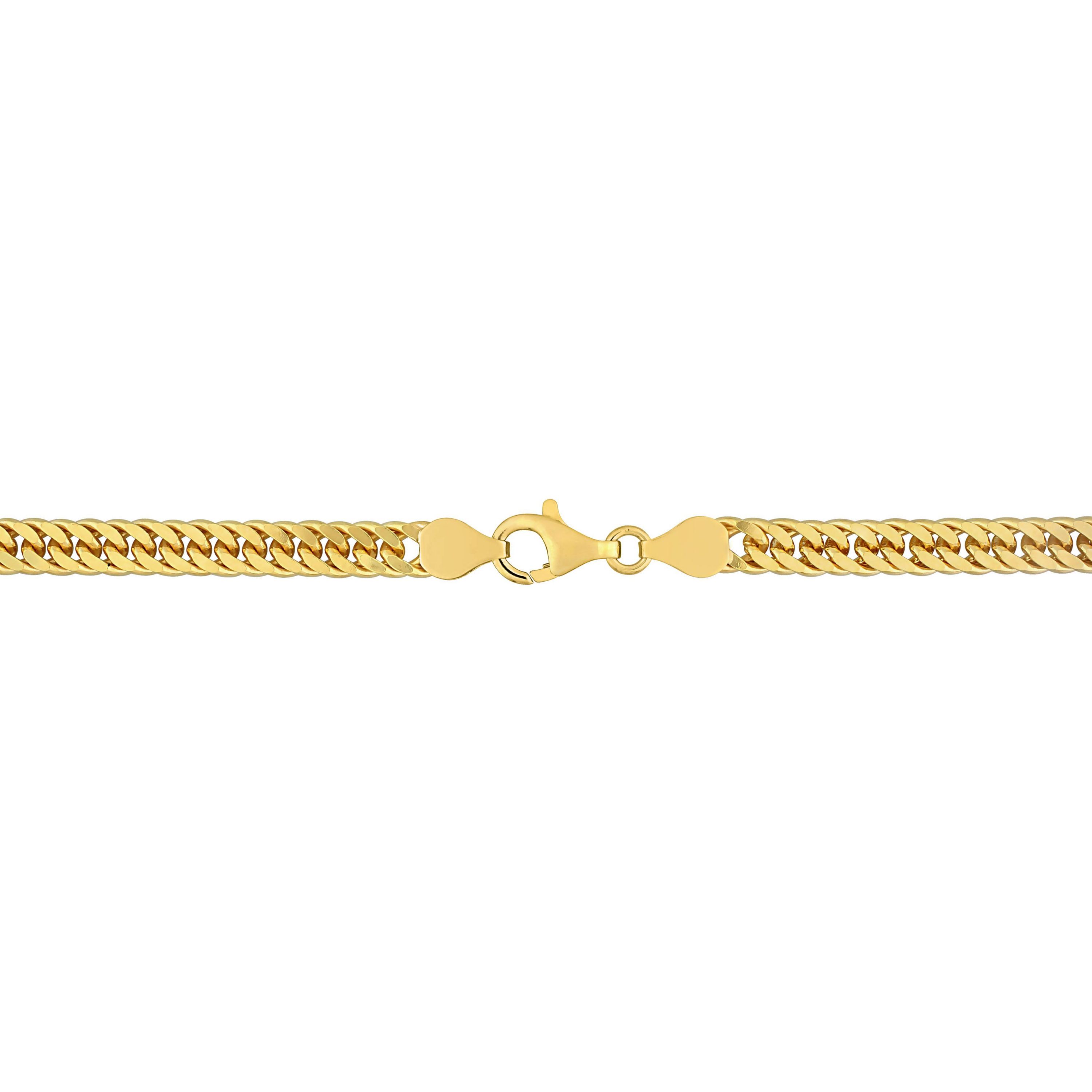 5.5MM Double Curb Link Chain Bracelet in 18K Yellow Gold Plated Sterling Silver