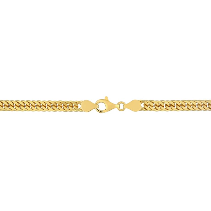 5.5MM Double Curb Link Chain Bracelet in 18K Yellow Gold Plated Sterling Silver