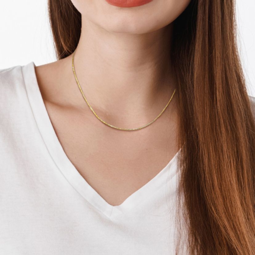 1MM Sparkling Singapore Chain Necklace in 14K Yellow Gold