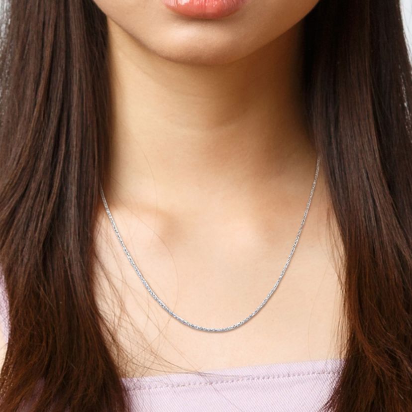 1.2MM Sparkling Singapore Chain Necklace in 14K White Gold