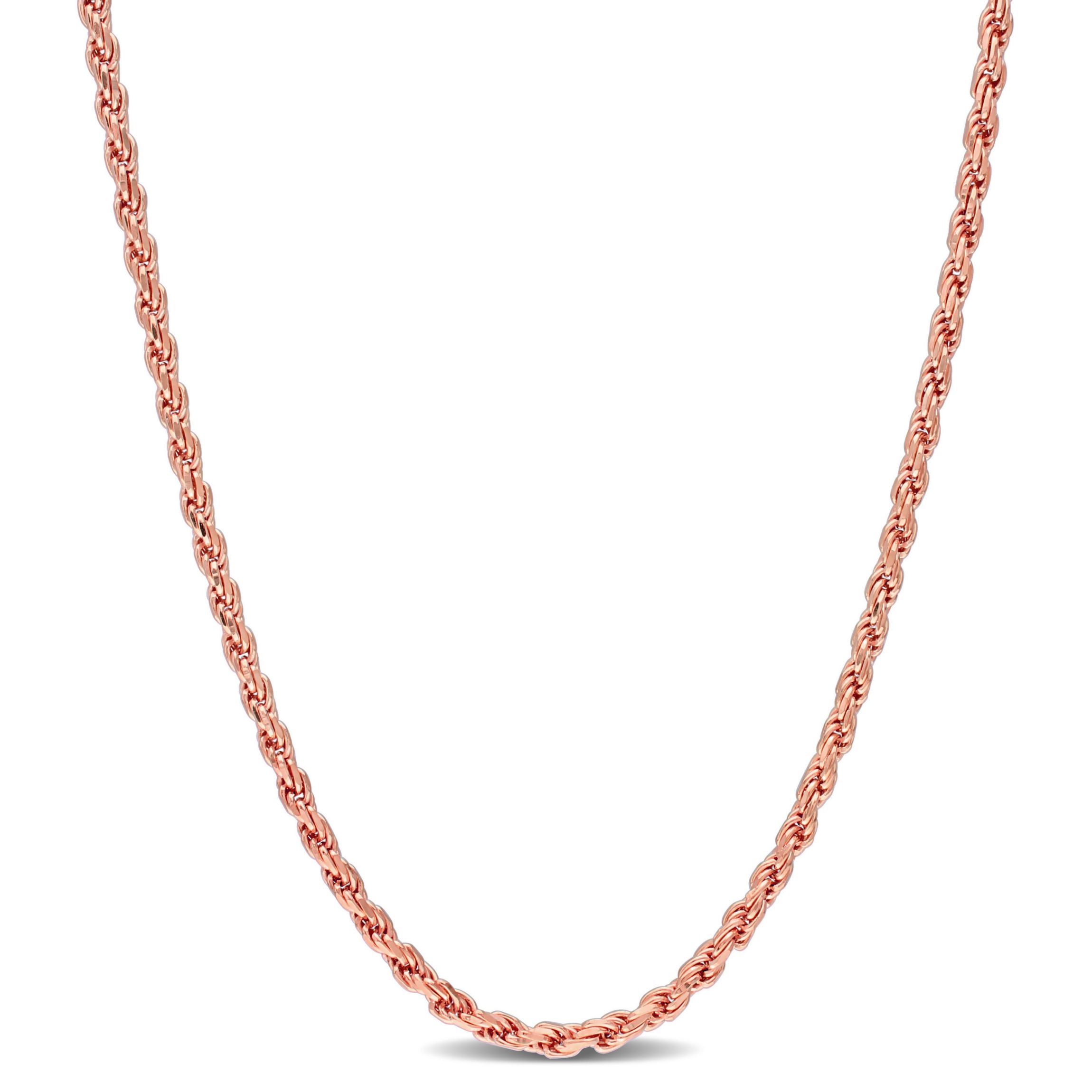 2.2MM Rope Chain Necklace in Rose Plated Sterling Silver