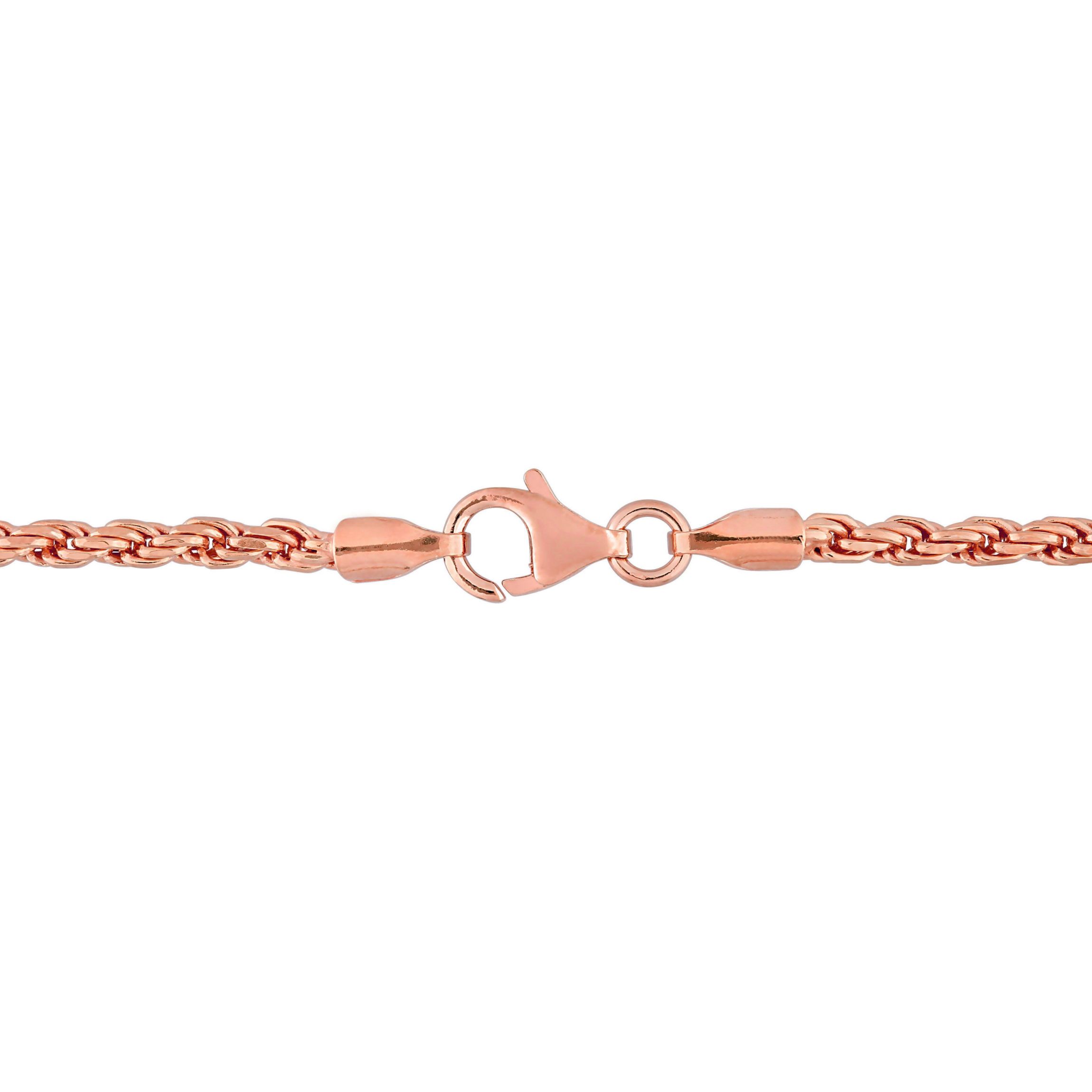 2.2MM Rope Chain Necklace in Rose Plated Sterling Silver