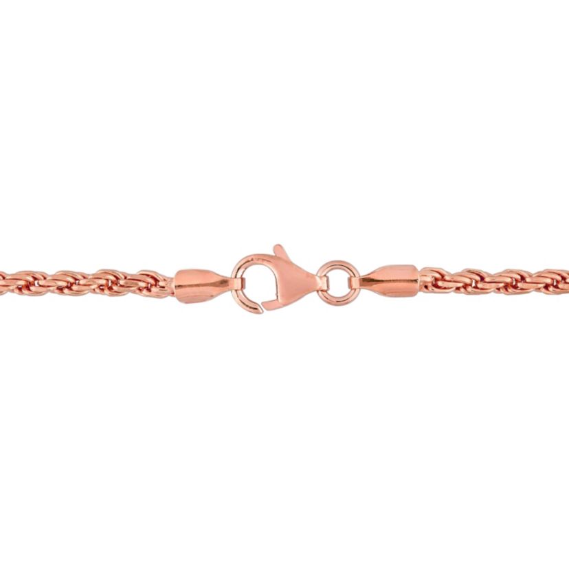 2.2MM Rope Chain Necklace in Rose Plated Sterling Silver