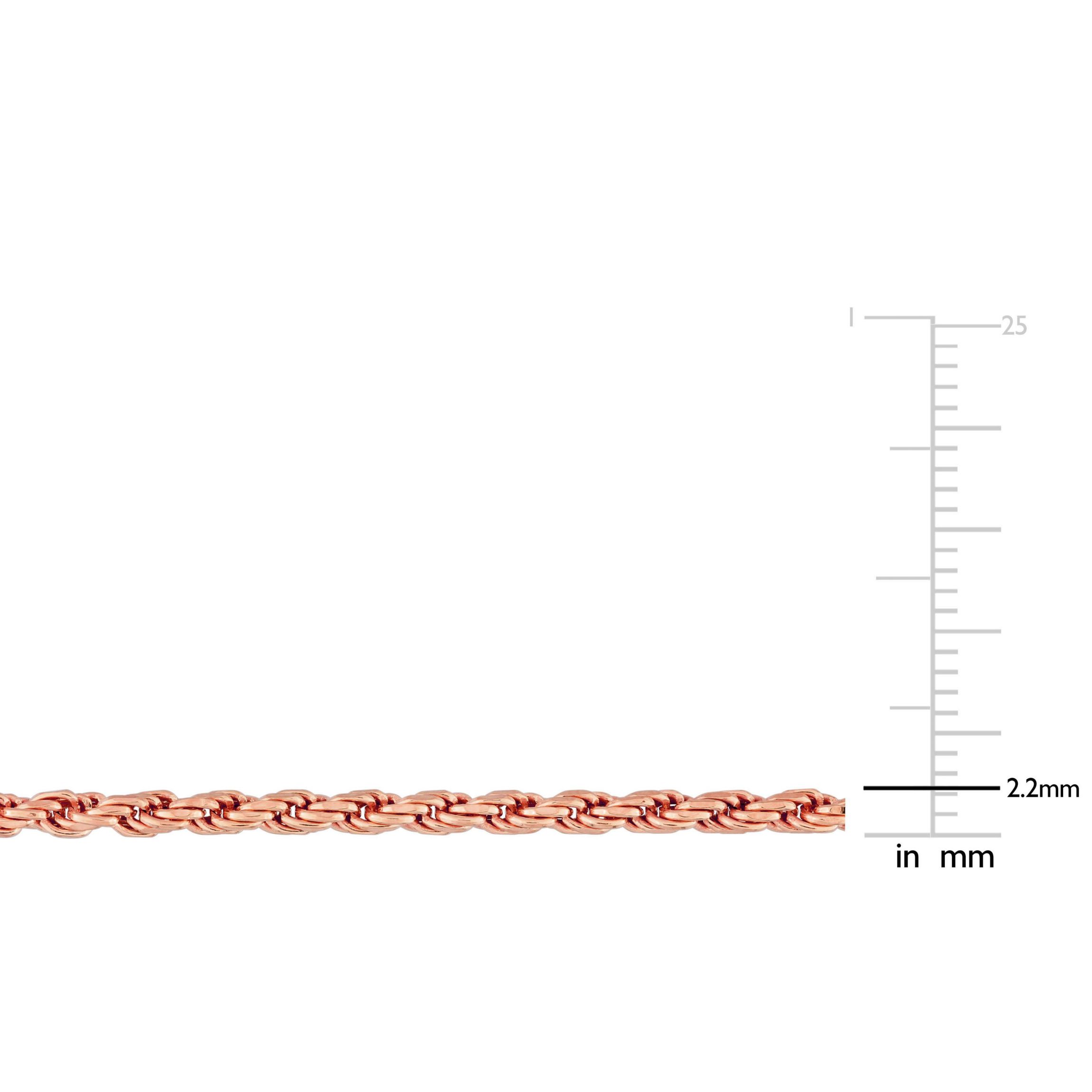 2.2MM Rope Chain Necklace in Rose Plated Sterling Silver