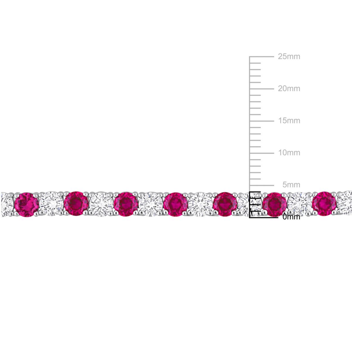 Lab Created 2-Pc Set of Created Ruby and White Sapphire Tennis Bracelet and Necklace in Sterling Silver