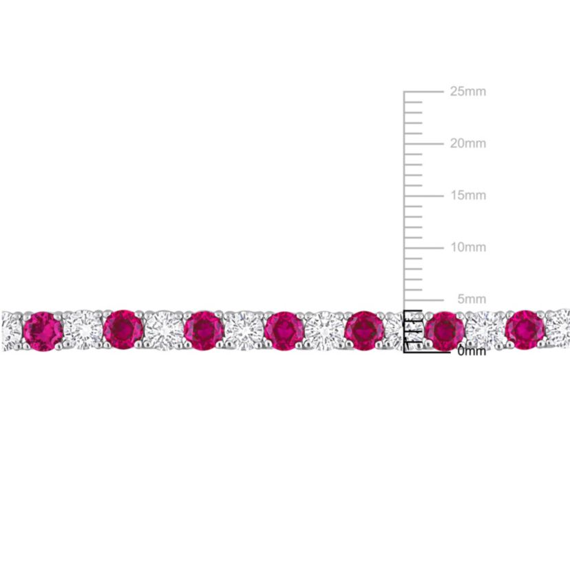 Lab Created 2-Pc Set of Created Ruby and White Sapphire Tennis Bracelet and Necklace in Sterling Silver
