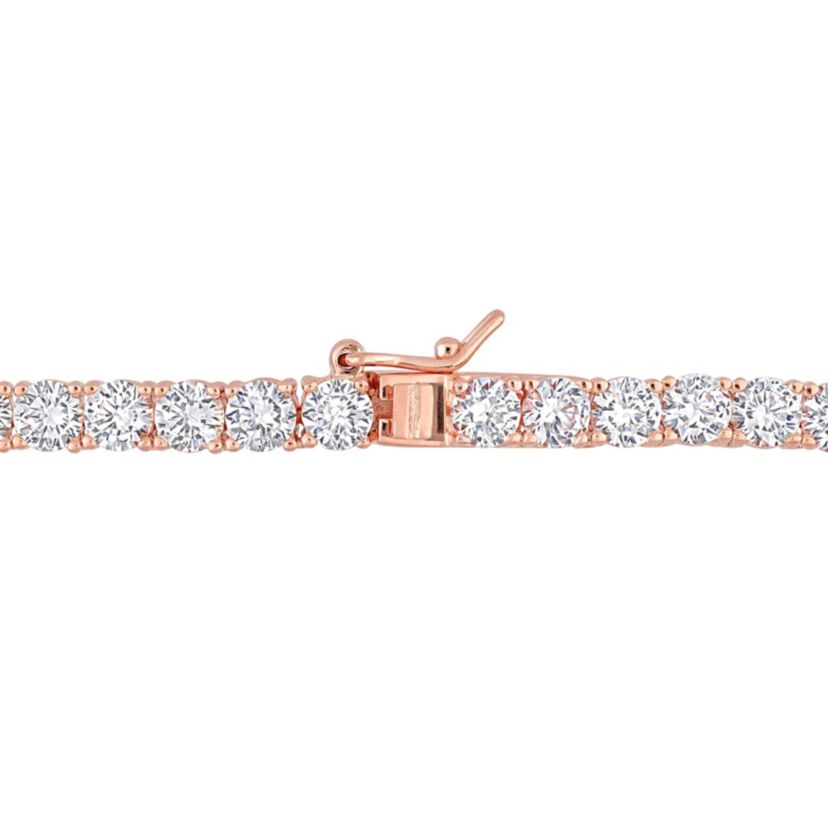 Lab Created 2-Pc Set  of Created White Sapphire Bracelet & Necklace in Rose Plated Sterling Silver