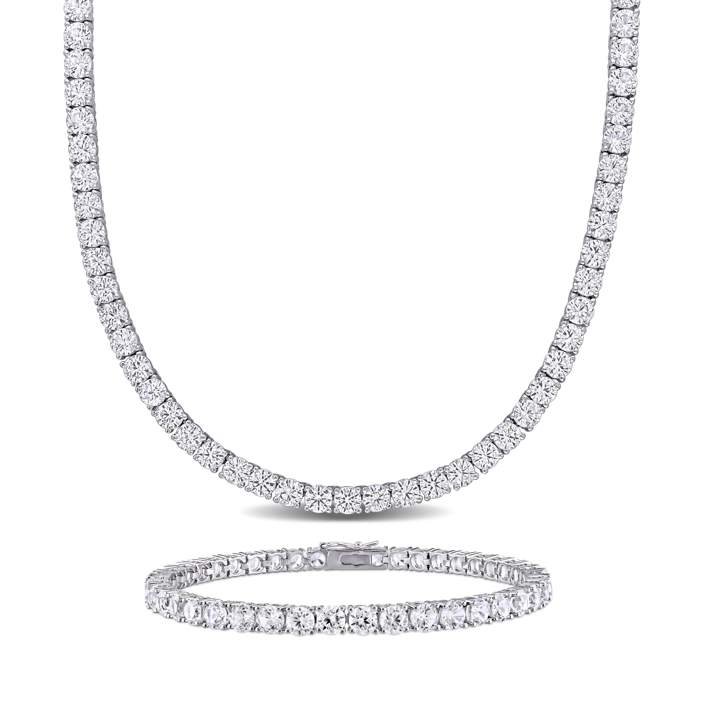 Lab Created 2-Pc Set of Created White Sapphire Tennis Bracelet and Necklace in Sterling Silver