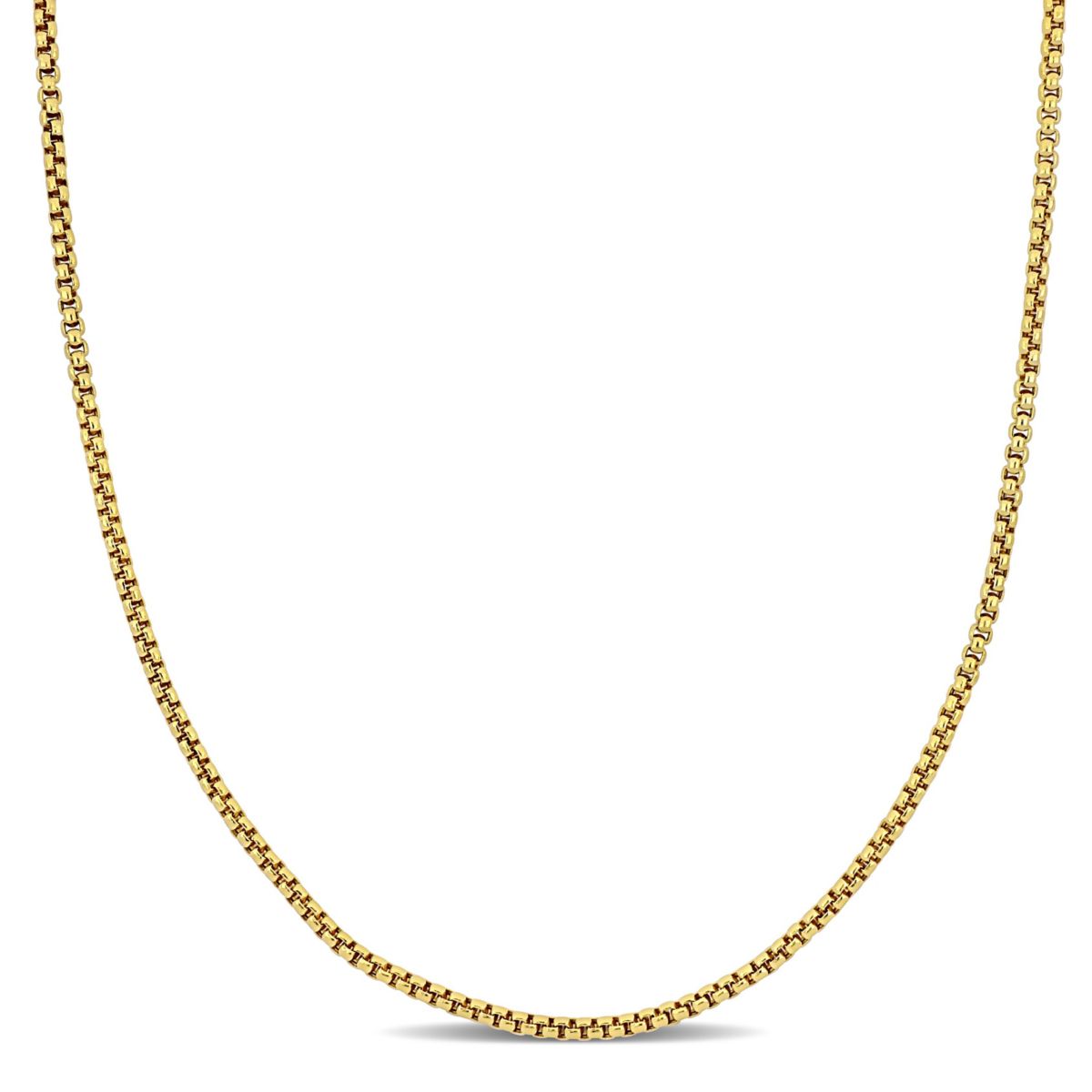 Hollow Round Box Link Necklace in 14k Yellow Gold