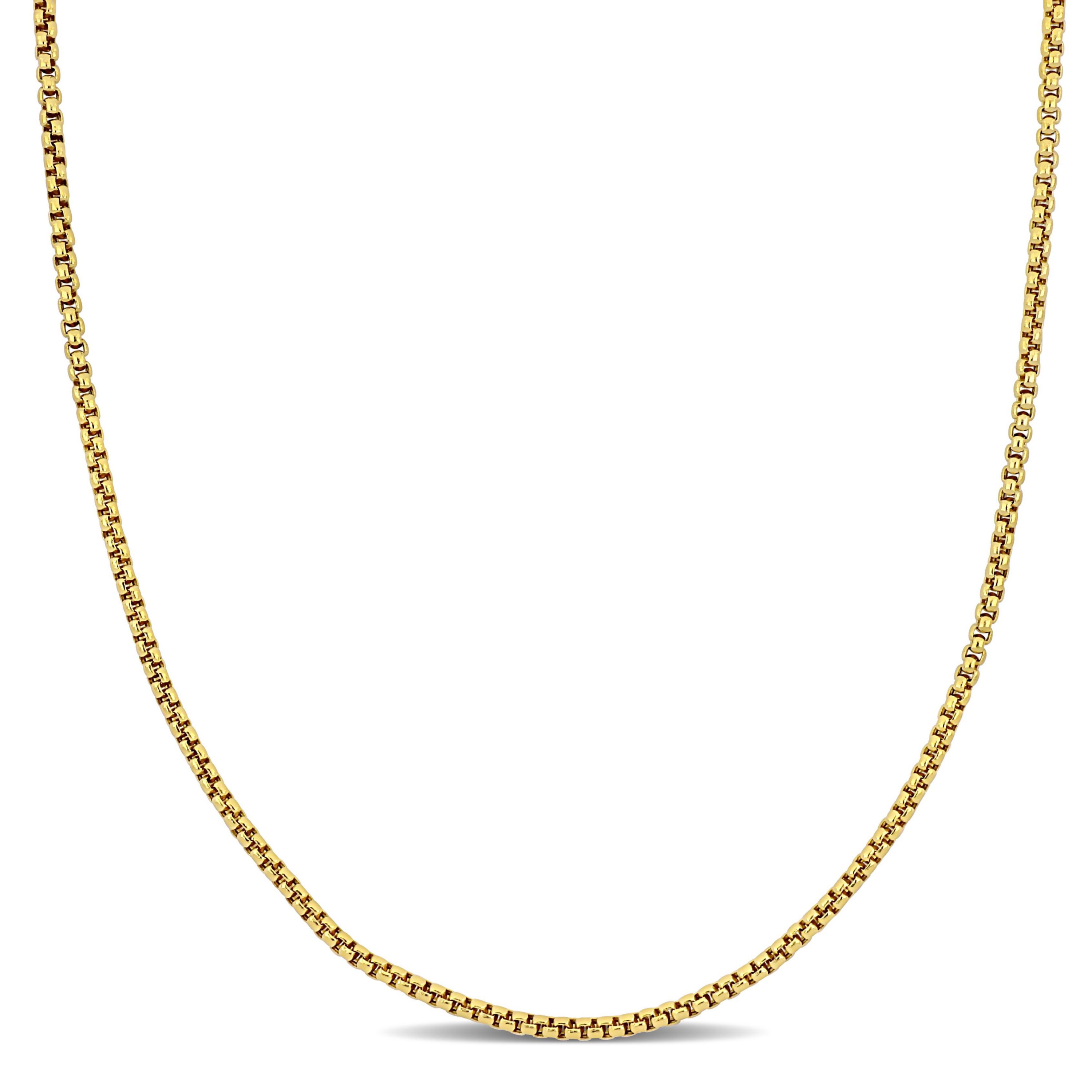 Hollow Round Box Link Necklace in 14k Yellow Gold