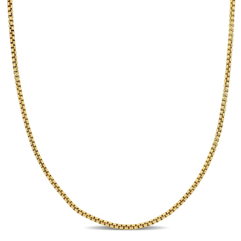 Hollow Round Box Link Necklace in 14k Yellow Gold