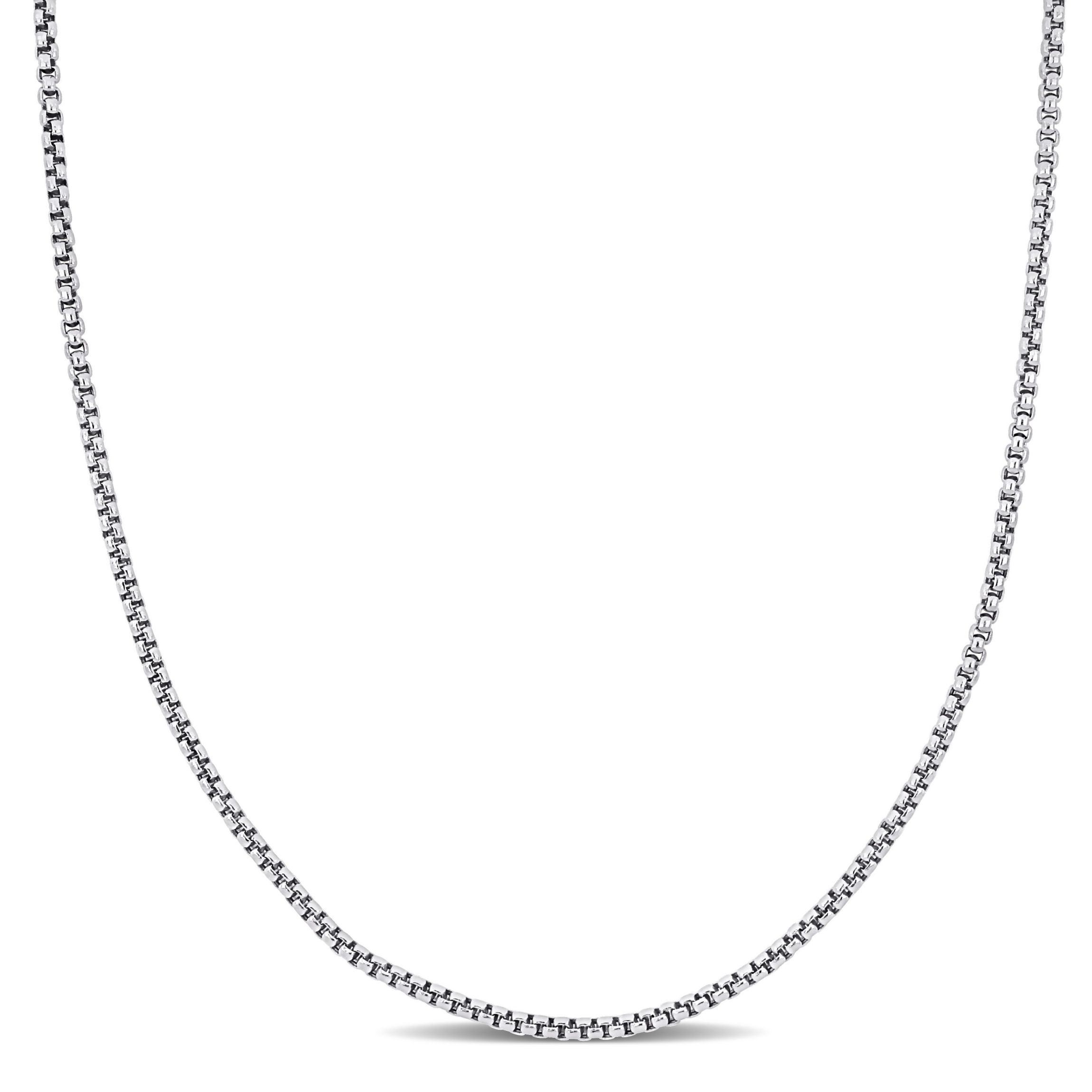Hollow Round Box Link Necklace in 14k White Gold