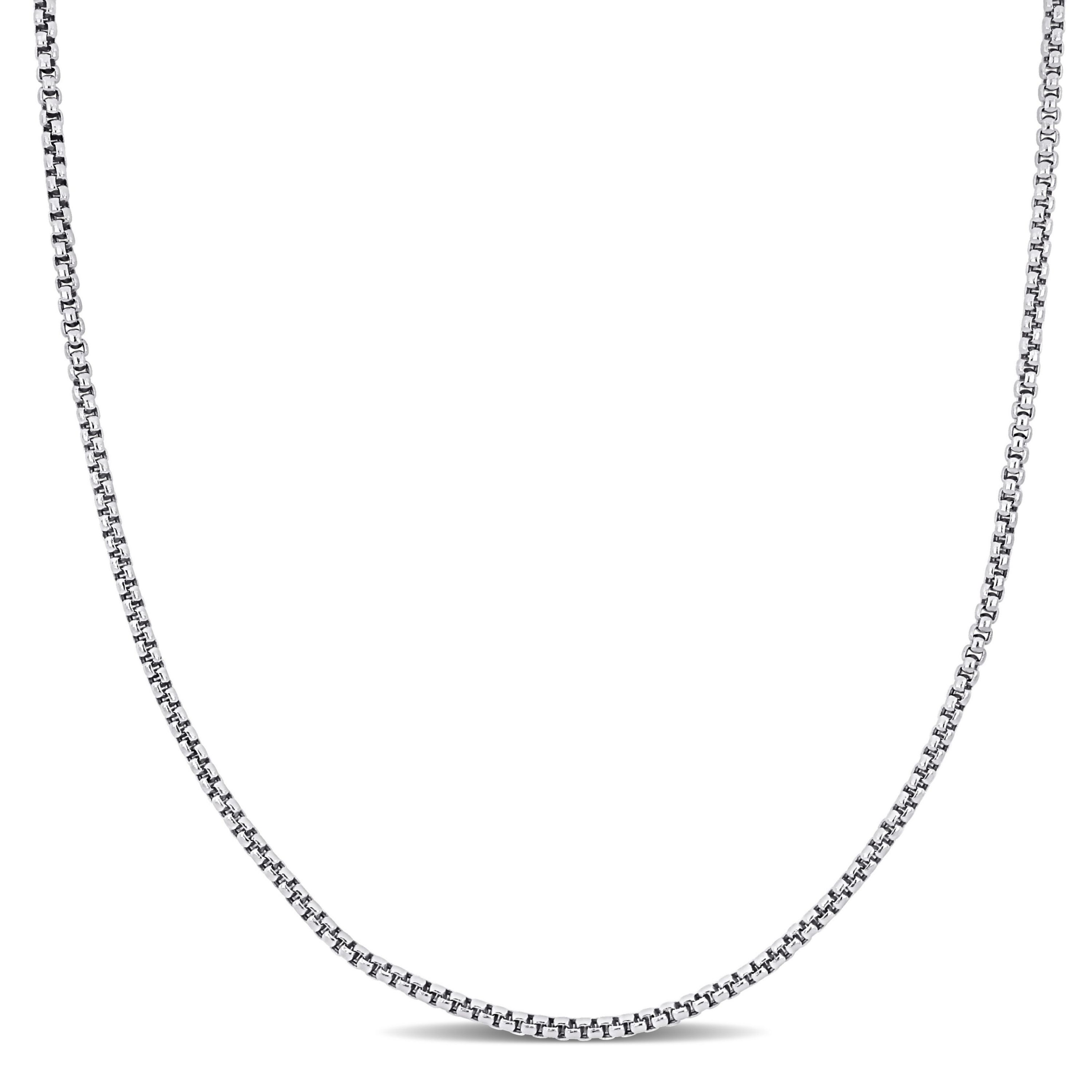 Hollow Round Box Link Necklace in 14k White Gold