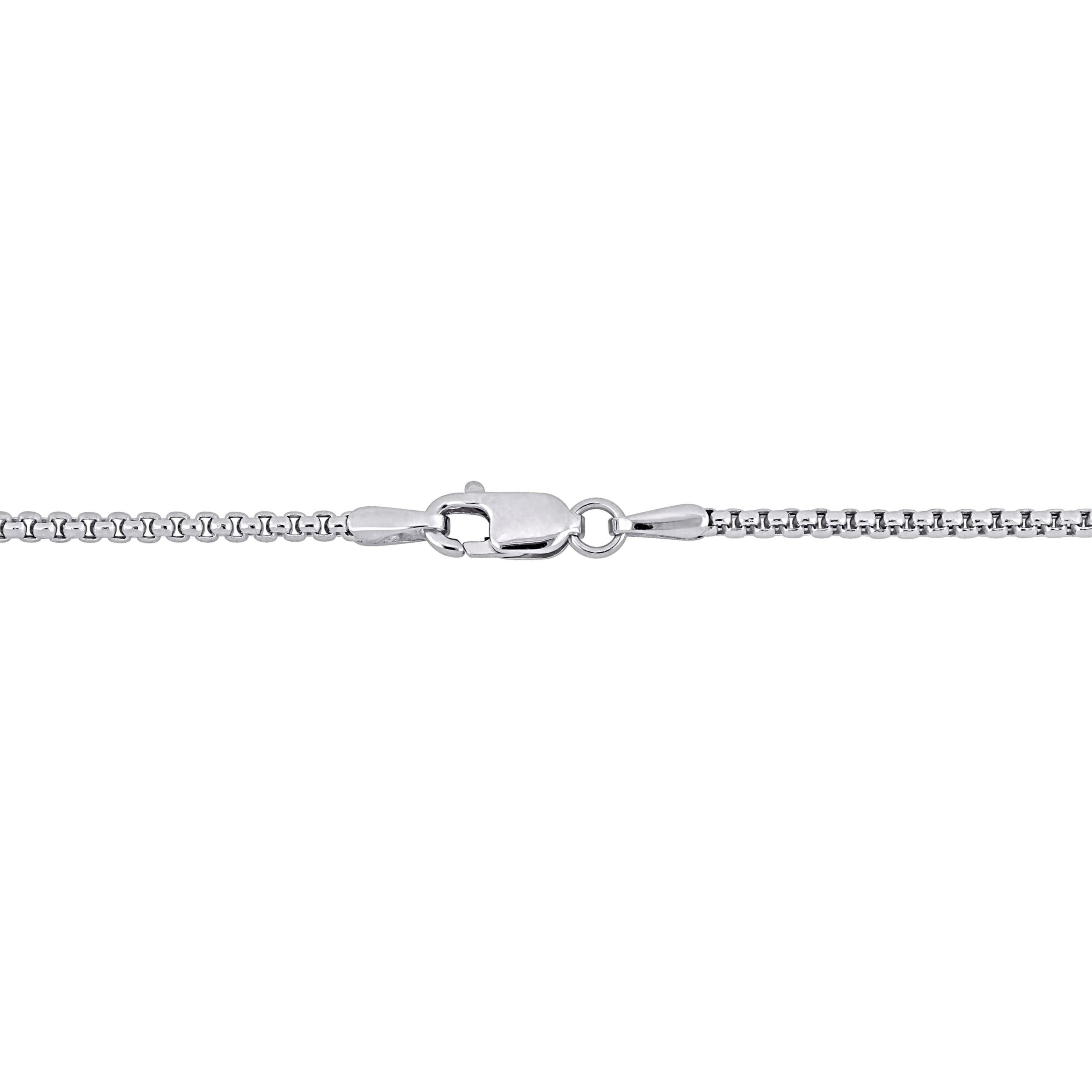 Hollow Round Box Link Necklace in 14k White Gold