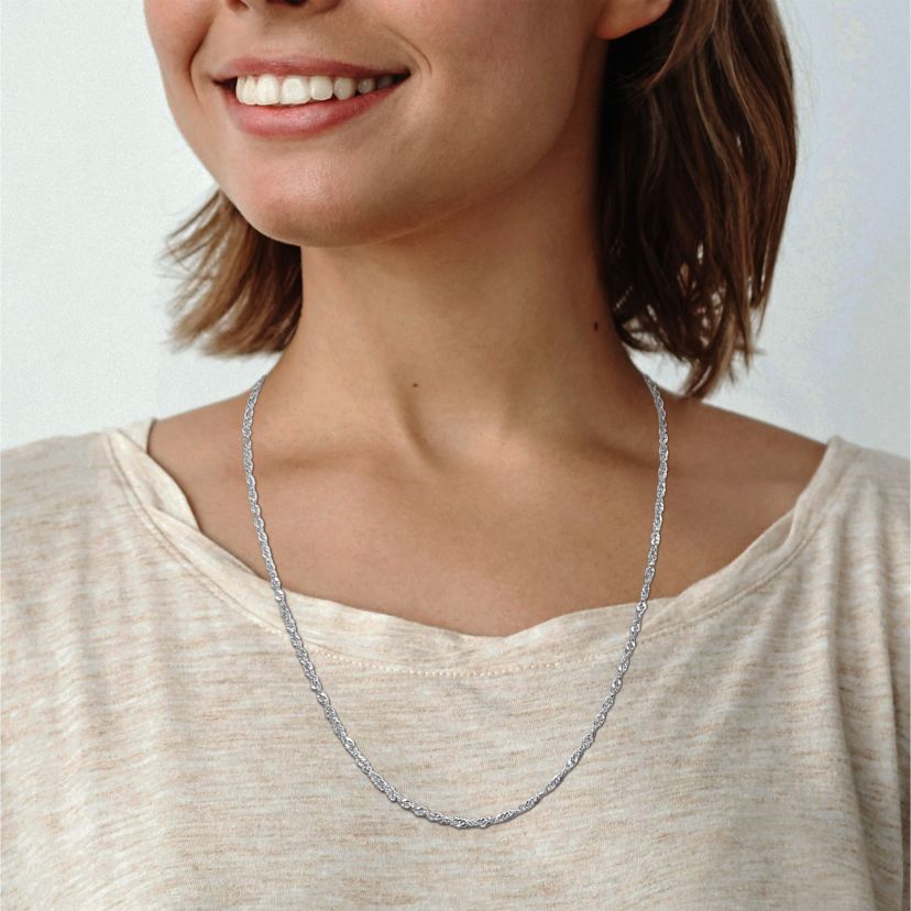 Singapore Necklace in 14k White Gold