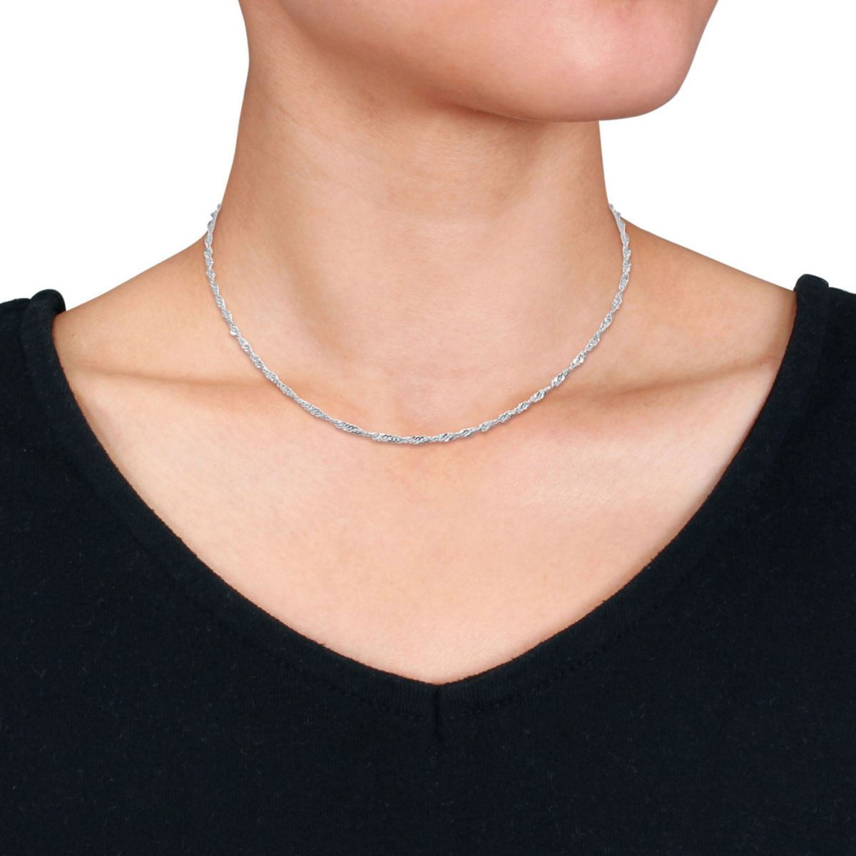 Singapore Necklace in 14k White Gold