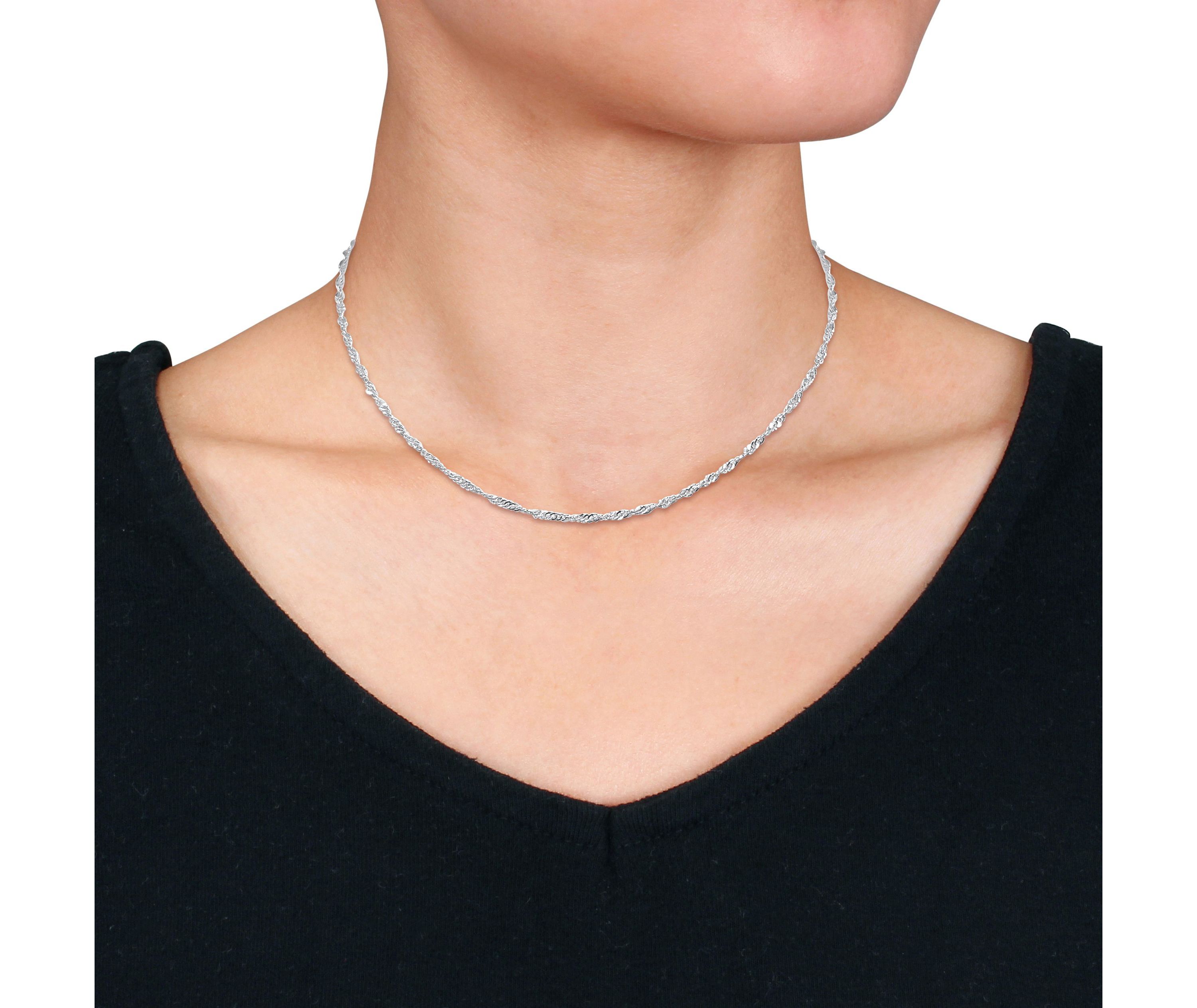 Singapore Necklace in 14k White Gold
