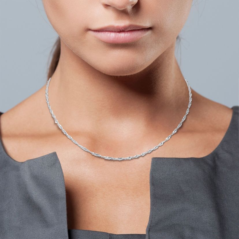 Singapore Necklace in 14k White Gold