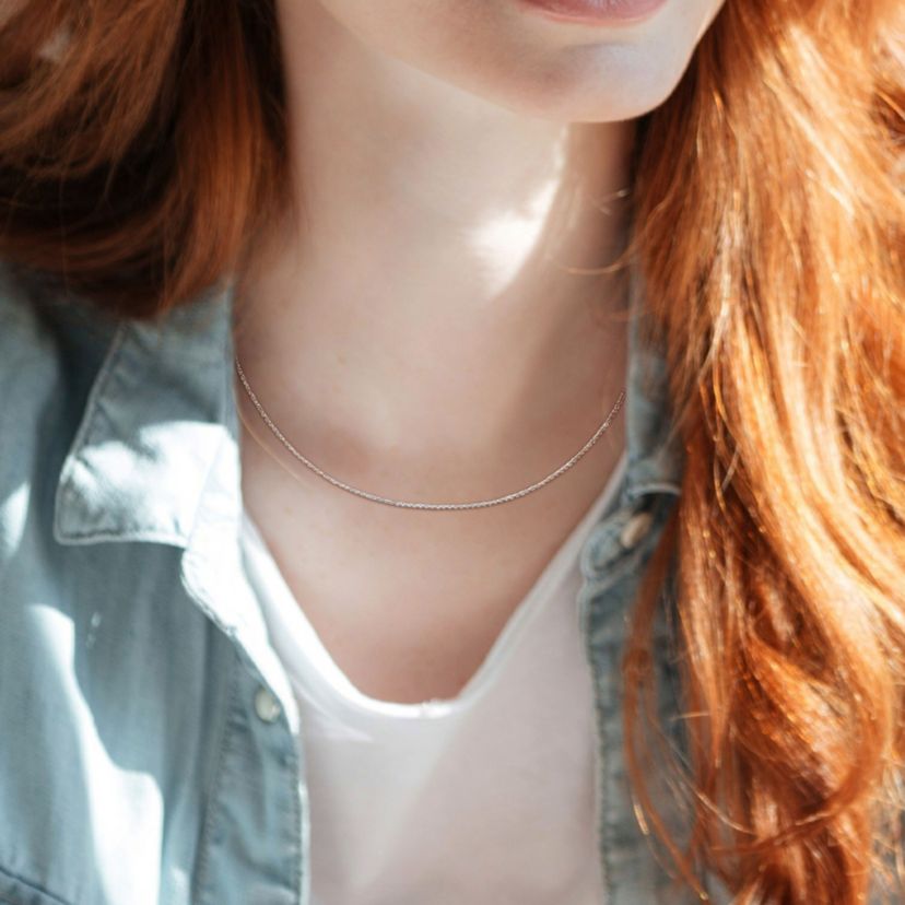 Cable Chain Necklace in 14k White Gold