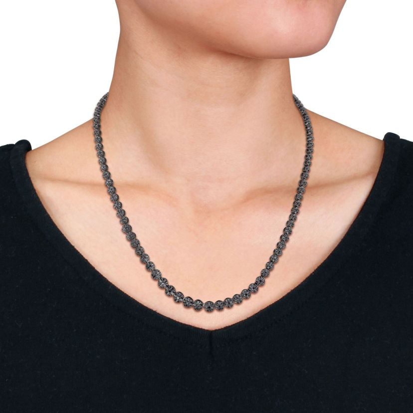7/8 ct. t.w. Black Diamond Tennis Necklace in Sterling Silver