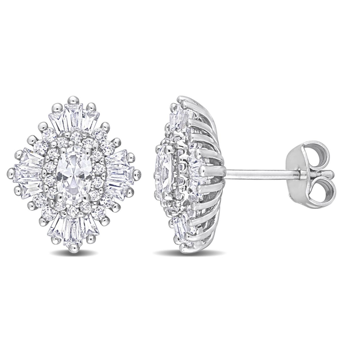 Lab Created Created White Sapphire Starburst Earrings in Sterling Silver