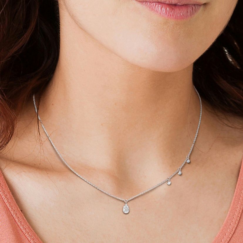 1/5 ct. t.w. Diamond Dangle Necklace in 14K White Gold