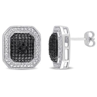 Belk & Co 1/20 ct. t.w. Black Diamond Accent Cluster Stud Earrings in Sterling Silver -  5400426BLK009666