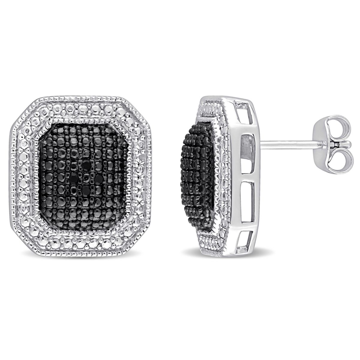 1/20 ct. t.w. Black Diamond Accent Cluster Stud Earrings in Sterling Silver