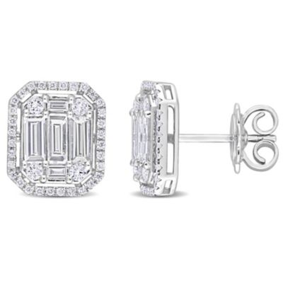 Belk & Co 1 3/4 ct. t.w. Diamond Cluster Design Stud Earrings in 14K White Gold -  0682077806770