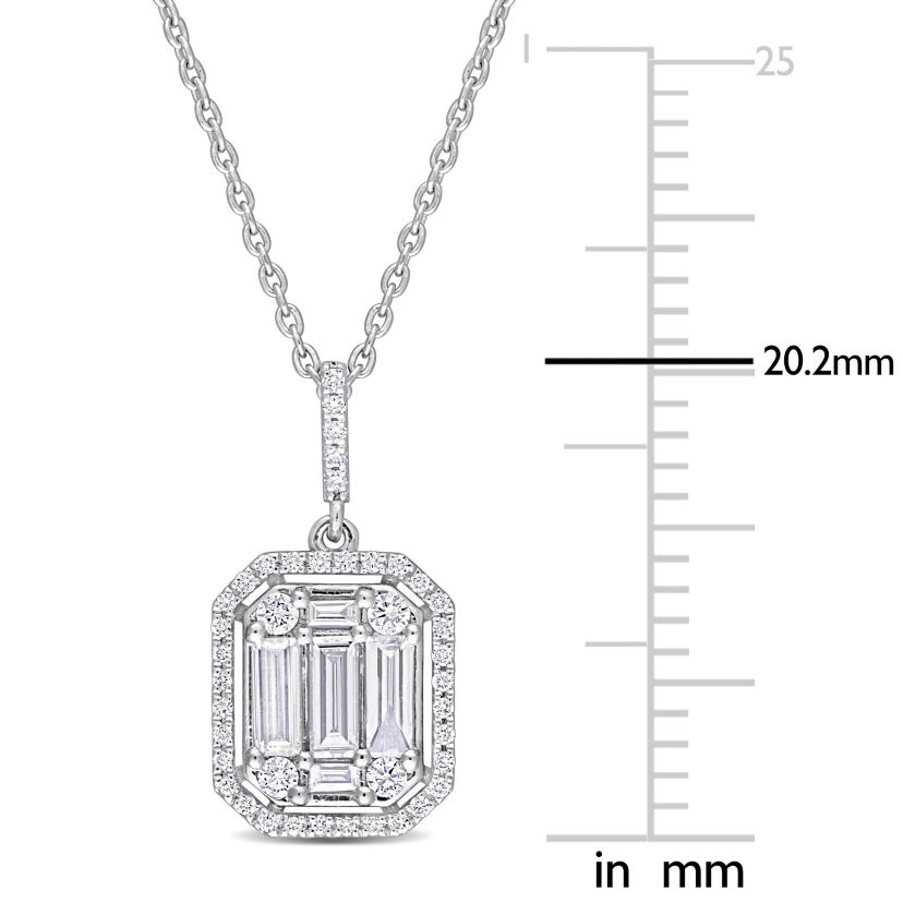 4/5 ct. t.w. Diamond Halo Necklace with Chain in 14K White Gold