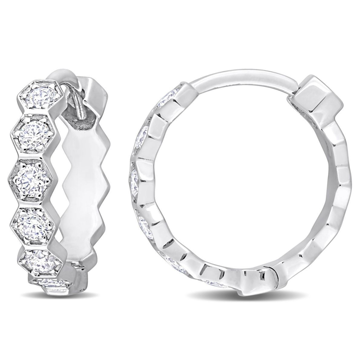 1/2 ct. t.w. Diamond Hoop Earrings in 14K White Gold