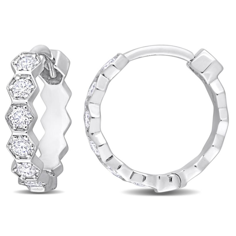 1/2 ct. t.w. Diamond Hoop Earrings in 14K White Gold