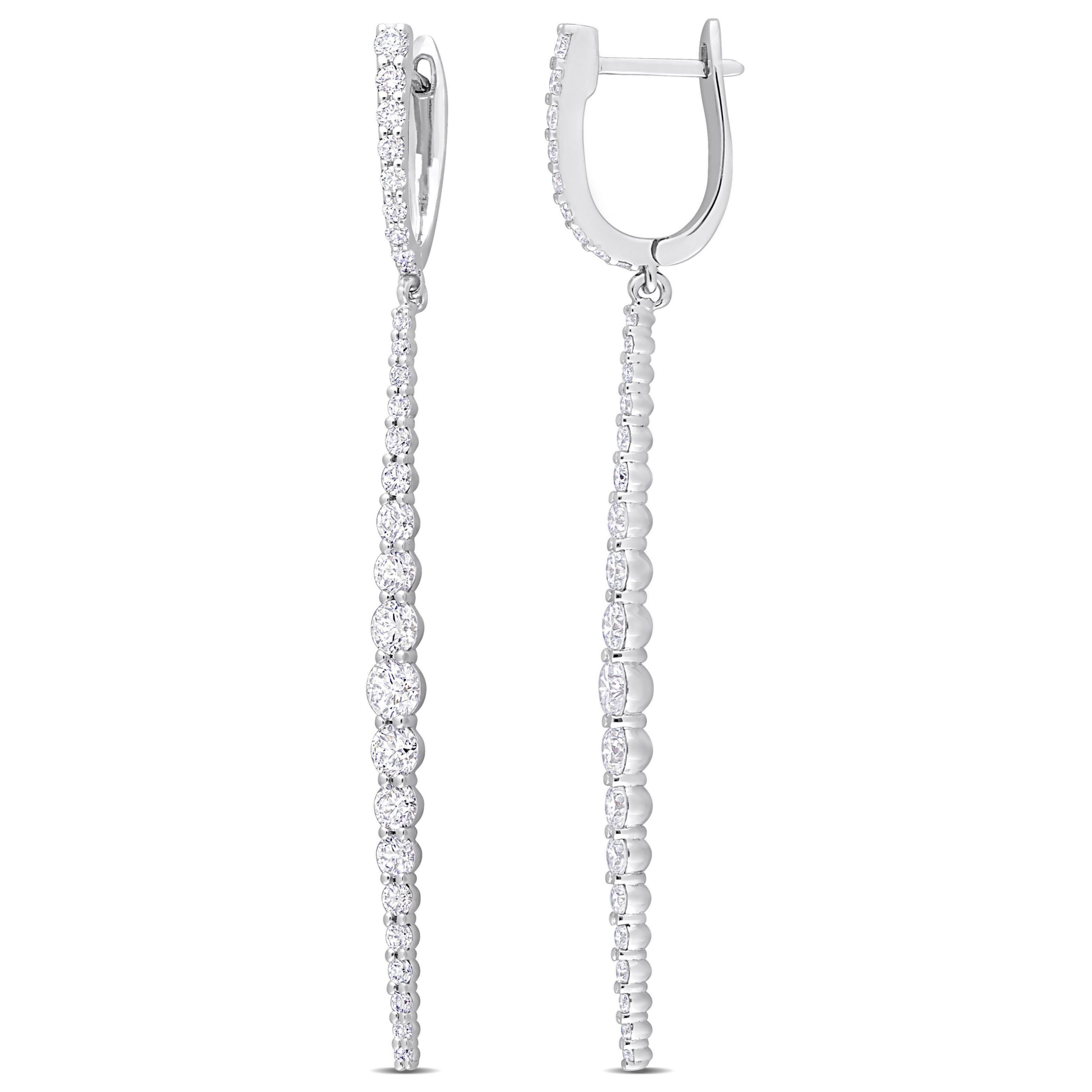 2 ct. t.w. Diamond Cuff Line Earrings in 14K White Gold
