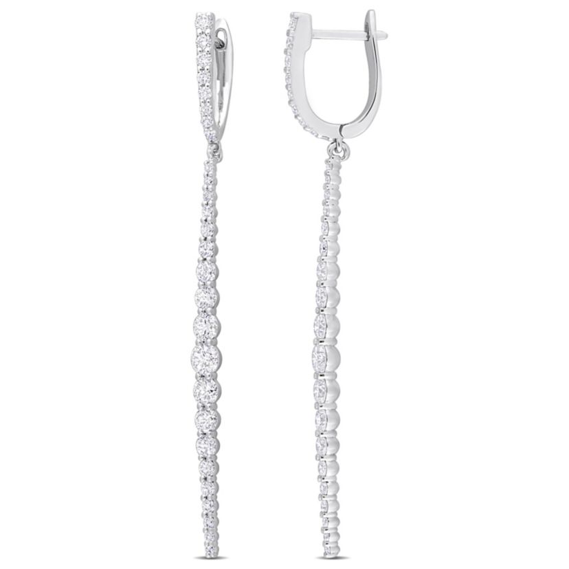 2 ct. t.w. Diamond Cuff Line Earrings in 14K White Gold