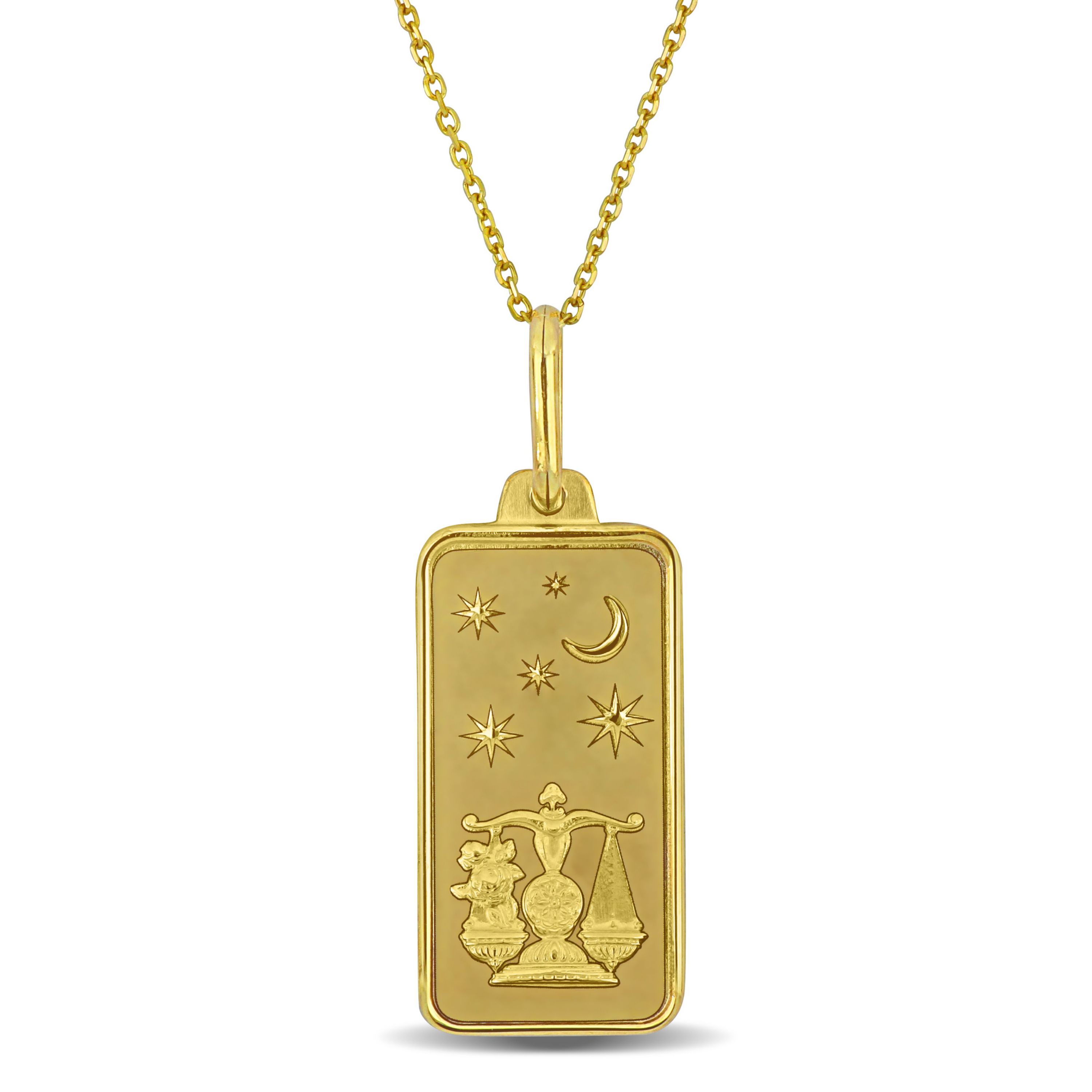 Libra Horoscope Necklace with Chain in 10K Yellow Gold