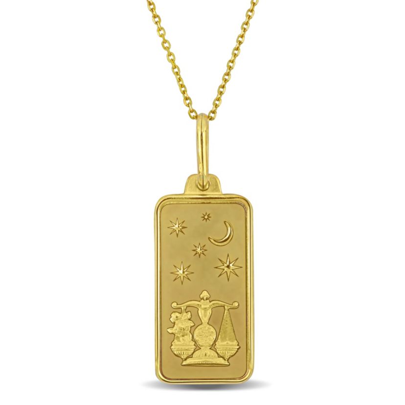 Libra Horoscope Necklace with Chain in 10K Yellow Gold