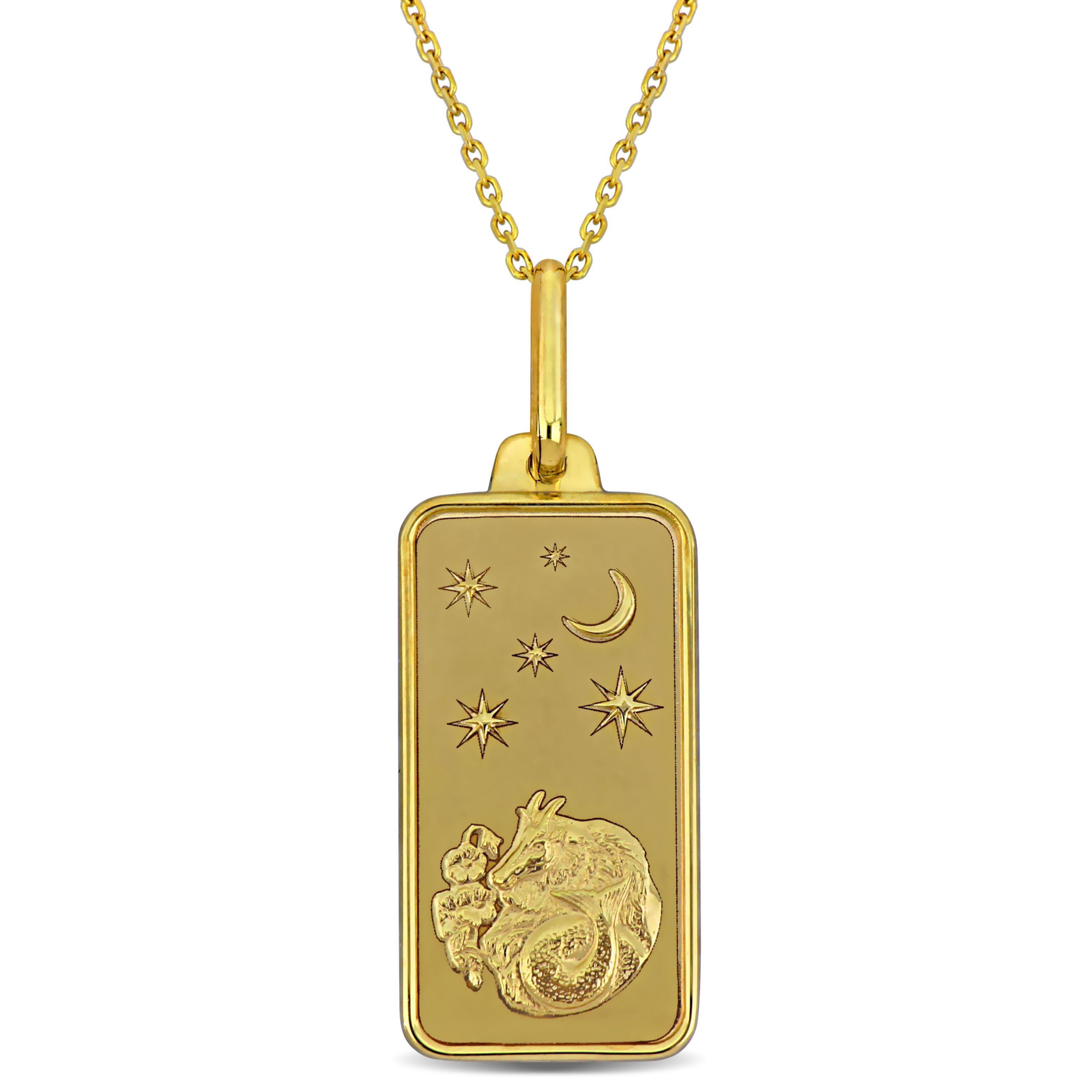 Capricorn Horoscope Necklace with Chain in 10K Yellow Gold
