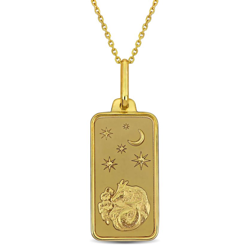 Capricorn Horoscope Necklace with Chain in 10K Yellow Gold