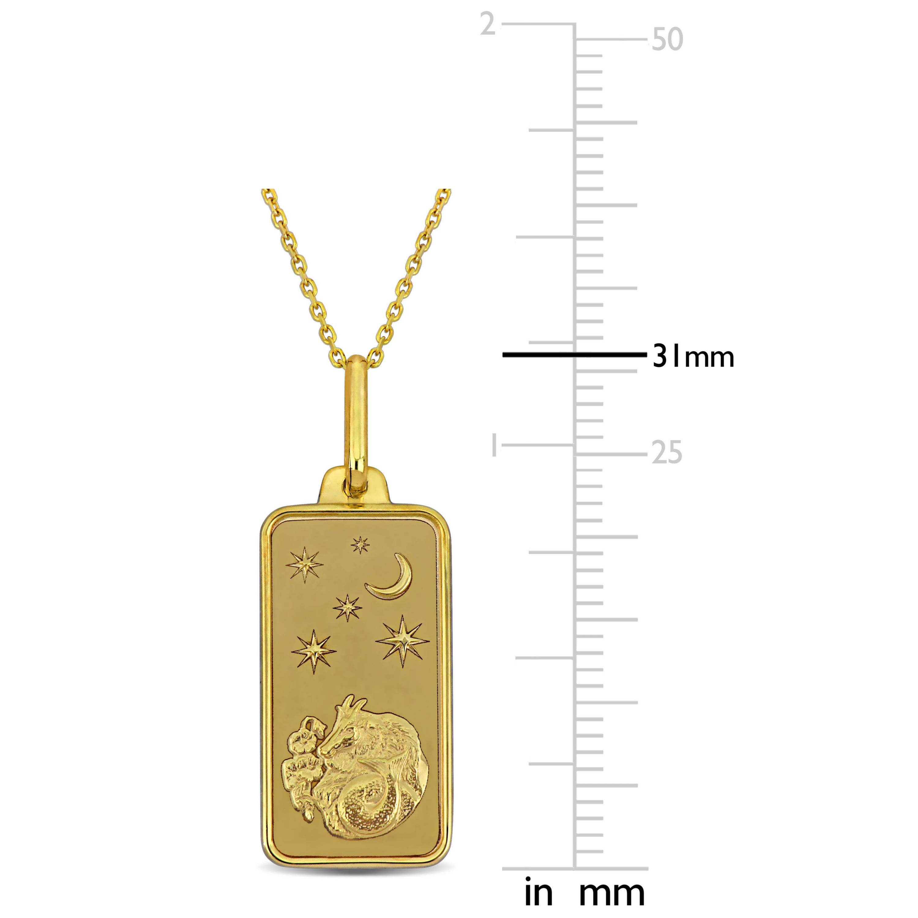 Capricorn Horoscope Necklace with Chain in 10K Yellow Gold